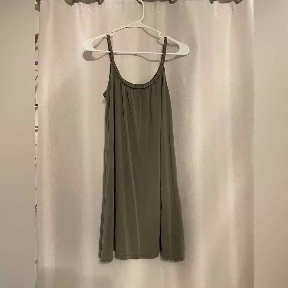 🌸Mudd XS braided strap cupro tank top dress- Olive green